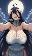 artist:gumi_arts character:albedo copyright:overlord_(maruyama) general:black_hair general:cleavage general:covered_nipples general:glowing_eyes general:heavy_breathing general:horns general:huge_breasts general:naughty_face general:open_mouth general:outdoors general:outstretched_arms general:pov general:succubus general:thick_thighs general:wide_hips general:yellow_eyes meta:ai_generated meta:stable_diffusion technical:grabber // 1072x1847 // 422.9KB
