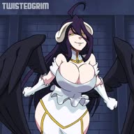 artist:twistedgrim character:albedo copyright:overlord_(maruyama) general:1girl general:ahoge general:animated general:artist_name general:bare_shoulders general:black_hair general:black_wings general:bouncing_breasts general:breasts general:brick_wall general:cleavage general:cowboy_shot general:dancing general:dark_background general:demon_horns general:dress general:elbow_gloves general:feathered_wings general:gloves general:horns general:large_breasts general:long_hair general:slit_pupils general:smile general:solo general:watermark general:white_dress general:white_gloves general:wings general:yellow_eyes meta:commentary meta:english_commentary meta:video technical:grabber // 1x1 // 407.7KB