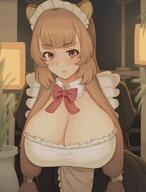 artist:niksoncrazy character:raphtalia copyright:tate_no_yuusha_no_nariagari general:1girl general:alternate_breast_size general:alternate_costume general:animal_ear_fluff general:animal_ears general:apron general:black_dress general:blunt_bangs general:blush general:bow general:bowtie general:breasts general:brown_hair general:cleavage general:cleavage_cutout general:closed_mouth general:clothing_cutout general:cowboy_shot general:detached_collar general:dress general:enmaided general:hair_tubes general:huge_breasts general:indoors general:light_smile general:lips general:long_hair general:maid general:maid_apron general:maid_headdress general:metal_hair_tubes general:plant general:potted_plant general:raccoon_ears general:raccoon_girl general:red_bow general:red_eyes general:shirt general:solo general:standing general:waist_apron general:white_apron general:white_shirt meta:commentary meta:english_commentary meta:highres technical:grabber // 1516x2000 // 294.6KB