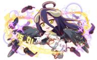 character:albedo copyright:crash_fever copyright:isekai_quartet copyright:overlord_(maruyama) general:1girl general:ahoge general:anime_coloring general:artist_request general:black_feathers general:black_hair general:breasts general:bright_pupils general:chibi general:chibi_only general:collar general:cross-laced_clothes general:cross-laced_footwear general:cross-laced_legwear general:demon_horns general:detached_collar general:dress general:elbow_gloves general:eyelashes general:feathered_wings general:feathers general:frilled_dress general:frills general:full_body general:gloves general:grey_wings general:hair_between_eyes general:hand_on_lap general:hip_vent general:horns general:jewelry general:layered_dress general:lich general:light_particles general:long_dress general:long_hair general:looking_at_viewer general:low_wings general:medium_breasts general:off-shoulder_dress general:off_shoulder general:official_art general:official_style general:open_hand general:outline general:outstretched_arm general:outstretched_hand general:red_outline general:ring general:solo general:sparkle general:strapless general:strapless_dress general:strappy_heels general:tachi-e general:transparent_background general:very_long_hair general:white_collar general:white_dress general:white_gloves general:white_pupils general:wings general:yellow_eyes general:yellow_horns general:yellow_trim meta:game_cg meta:third-party_source technical:grabber // 1300x800 // 246.4KB