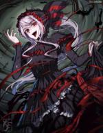 artist:knightfang character:shalltear_bloodfallen copyright:overlord_(maruyama) general:1girl general::d general:artist_logo general:artist_name general:bat_(animal) general:black_bow general:black_dress general:blood general:blood_on_hands general:blood_on_tongue general:bonnet general:bow general:breasts general:dress general:eye_trail general:fangs general:fingernails general:frilled_dress general:frills general:gothic_lolita general:hair_bow general:hand_up general:light_trail general:lolita_fashion general:long_hair general:long_sleeves general:looking_at_viewer general:medium_breasts general:nail_polish general:open_mouth general:pale_skin general:ponytail general:puffy_long_sleeves general:puffy_sleeves general:purple_nails general:red_bow general:red_eyes general:skirt_hold general:slit_pupils general:smile general:solo general:striped general:striped_bow general:tongue general:tongue_out general:torn_bow general:twitter_username general:vampire general:very_long_hair general:white_hair meta:absurdres meta:commentary meta:english_commentary meta:highres technical:grabber // 3353x4280 // 9.5MB