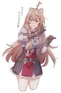 artist:ikusa character:raphtalia copyright:tate_no_yuusha_no_nariagari general:1girl general:ahoge general:animal_ears general:armor general:belt general:black_dress general:blush general:breastplate general:brown_belt general:brown_gloves general:brown_hair general:cropped_legs general:dress general:elbow_gloves general:gloves general:hair_tubes general:layered_dress general:long_hair general:long_sleeves general:looking_at_viewer general:multicolored_clothes general:multicolored_dress general:open_mouth general:pauldrons general:raccoon_ears general:raccoon_girl general:red_dress general:red_eyes general:short_dress general:shoulder_armor general:simple_background general:single_pauldron general:solo general:sweat general:very_sweaty general:white_background general:white_dress meta:commentary_request meta:highres meta:translation_request technical:grabber // 1035x1577 // 220.7KB