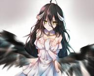 artist:tsuedzu character:albedo copyright:overlord_(maruyama) general:1girl general:black_hair general:demon_girl general:demon_horns general:gloves general:hand_on_own_chest general:hip_vent general:horns general:long_hair general:looking_at_viewer general:low_wings general:solo general:wings general:yellow_eyes tagme technical:grabber // 790x642 // 496.2KB