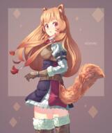 artist:spindle_(aidenr0) character:raphtalia copyright:tate_no_yuusha_no_nariagari general:1girl general::o general:animal_ears general:artist_name general:belt general:boots general:breasts general:brown_background general:brown_footwear general:brown_gloves general:brown_hair general:cowboy_shot general:dress general:from_behind general:fur-trimmed_footwear general:fur-trimmed_gloves general:fur_trim general:gloves general:long_hair general:looking_at_viewer general:looking_back general:multicolored_clothes general:multicolored_dress general:neck_ribbon general:open_mouth general:raccoon_ears general:raccoon_girl general:raccoon_tail general:red_eyes general:red_ribbon general:ribbon general:short_dress general:sidelocks general:small_breasts general:solo general:standing general:tail general:thigh_boots general:thighhighs general:watermark general:zettai_ryouiki meta:commentary meta:english_commentary technical:grabber // 883x1050 // 618.7KB