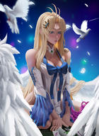 artist:hlulani character:firo_(tate_no_yuusha_no_nariagari) copyright:tate_no_yuusha_no_nariagari general:1girl general:aged_up general:ahoge general:bare_shoulders general:bird general:bird_wings general:blonde_hair general:blue_bow general:blue_eyes general:blush general:bow general:breasts general:cleavage general:detached_collar general:detached_sleeves general:dove general:dress general:falling_feathers general:feathered_wings general:hair_ornament general:large_breasts general:long_hair general:long_sleeves general:open_mouth general:parted_bangs general:parted_lips general:sitting general:solo general:spread_legs general:tattoo general:very_long_hair general:white_dress general:white_wings general:wide_sleeves general:wings meta:absurdres meta:commentary meta:english_commentary meta:highres technical:grabber // 1890x2598 // 631.6KB