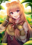 artist:sheishii character:raphtalia copyright:tate_no_yuusha_no_nariagari general:1girl general::d general:animal_ears general:armor general:artist_name general:black_dress general:blunt_bangs general:blush general:breastplate general:breasts general:brown_gloves general:brown_hair general:day general:dress general:elbow_gloves general:gloves general:hair_over_shoulder general:hand_on_own_chest general:hand_on_own_head general:hands_up general:layered_dress general:leather_armor general:long_hair general:long_sleeves general:looking_at_viewer general:medium_breasts general:metal_arm_cuffs general:metal_wrist_cuffs general:neck_ribbon general:open_mouth general:outdoors general:raccoon_ears general:raccoon_girl general:red_dress general:red_eyes general:red_ribbon general:ribbon general:smile general:solo general:teeth general:two-tone_dress general:upper_body general:upper_teeth_only general:white_dress meta:commentary_request meta:highres meta:partial_commentary technical:grabber // 1399x1979 // 2.5MB