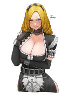 artist:Noorung character:solution_epsilon copyright:overlord_(maruyama) general:1girl general:black_dress general:black_gloves general:blonde_hair general:blue_eyes general:breasts general:cleavage general:dress general:drill_hair general:elbow_gloves general:gloves general:large_breasts general:long_hair general:maid general:maid_headdress general:solo meta:highres technical:grabber // 1002x1327 // 560.0KB