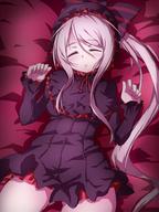 artist:brll character:shalltear_bloodfallen copyright:overlord_(maruyama) general:1girl general:asymmetrical_hair general:bed general:blush general:bonnet general:bow general:breasts general:dress general:eyes_closed general:female general:frills general:gothic_lolita general:hair_between_eyes general:hair_bow general:hair_ornament general:lolita_fashion general:long_hair general:long_sleeves general:looking_at_viewer general:lying general:neck_ribbon general:on_back general:on_bed general:ponytail general:red_eyes general:ribbon general:short_dress general:side_ponytail general:sidelocks general:silver_hair general:sleeping general:small_breasts general:solo general:tied_hair general:vampire tagme technical:grabber // 750x1000 // 244.9KB